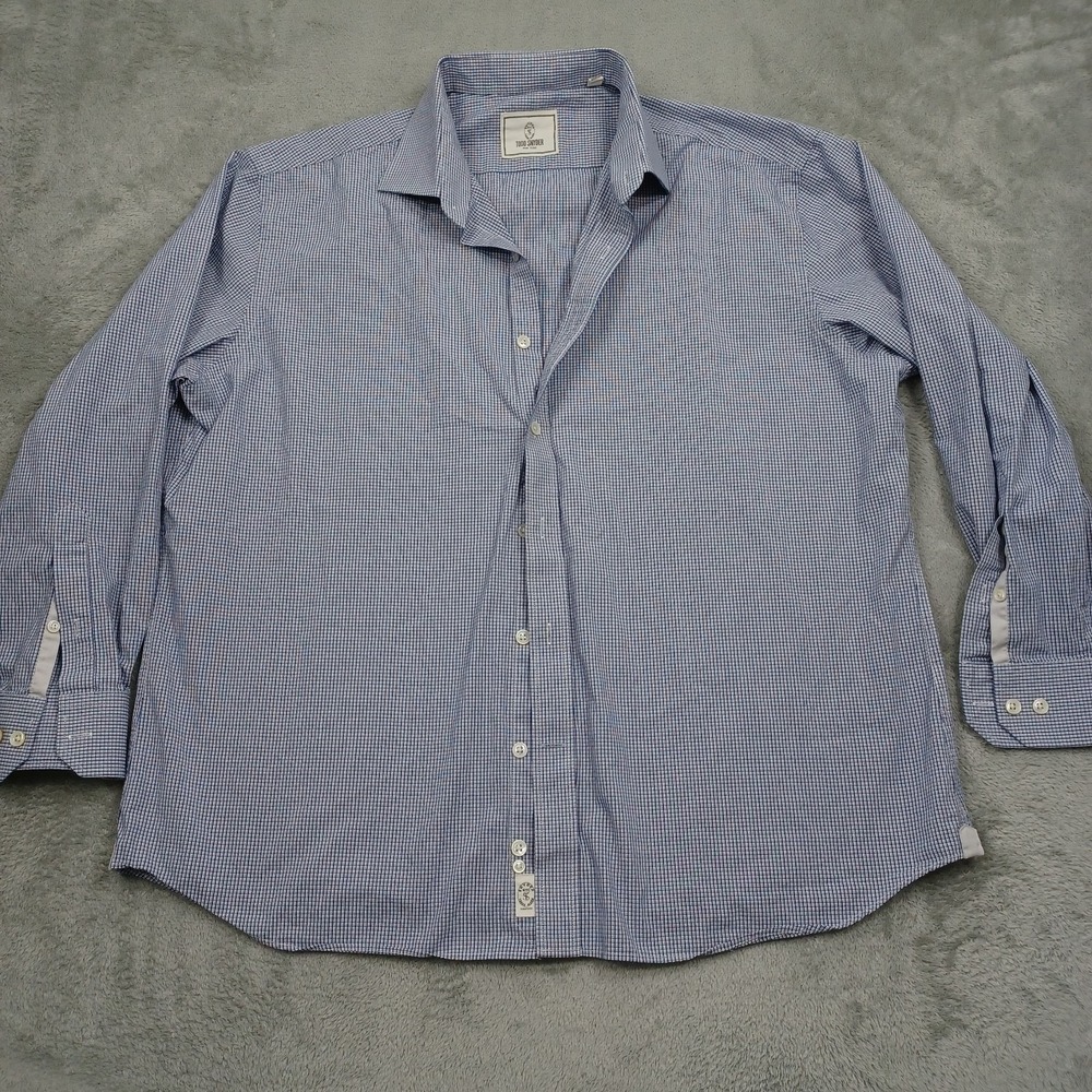 Todd Snyder Shirt Mens 17.5 Blue Checked Button Up Long Sleeve Preppy